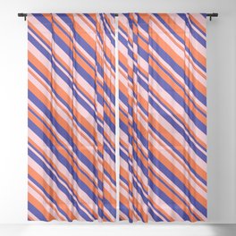 [ Thumbnail: Blue, Pink, and Red Colored Lines/Stripes Pattern Sheer Curtain ]