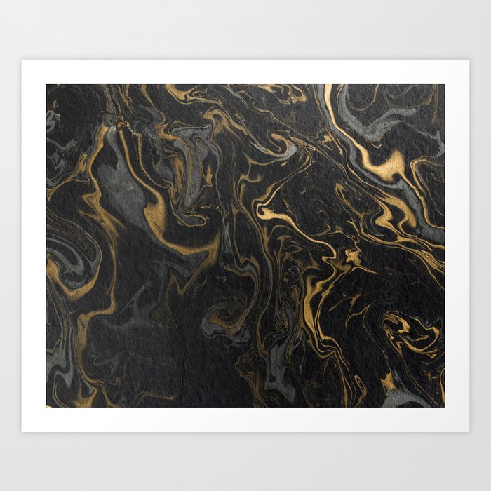 marble black and gold paper texture, marbled pattern, marble luxury, Art Print