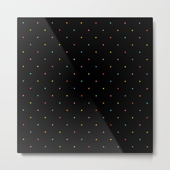 Happy Dots on Black Metal Print