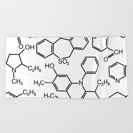 Chemistry chemical bond design pattern background white Beach Towel