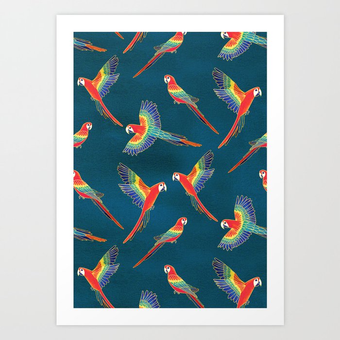Simple Golden Red Macaws Art Print