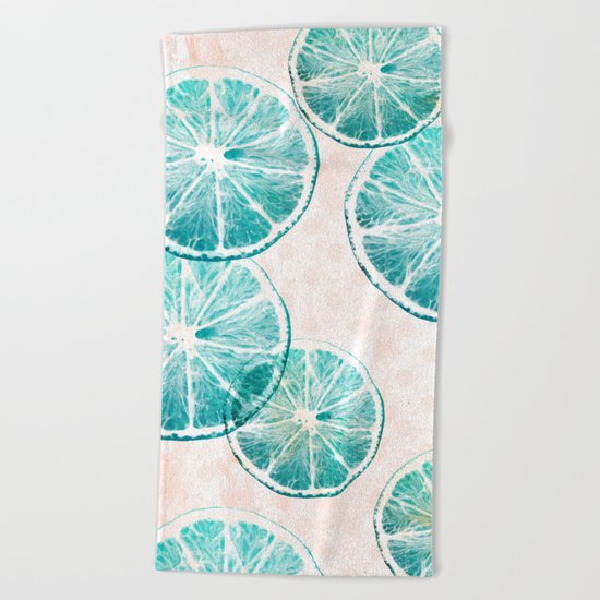 Turquoise citrus Beach Towel