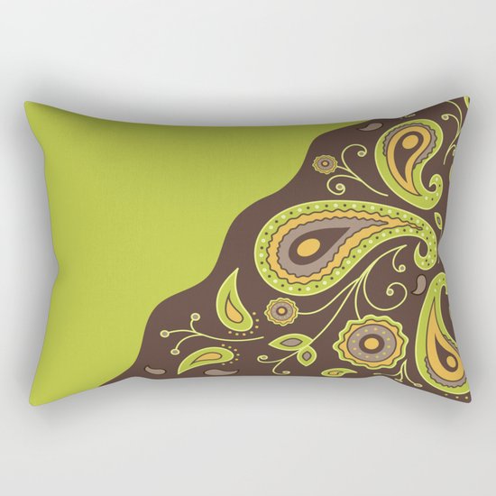 Paisley Green Pattern Rectangular Pillow