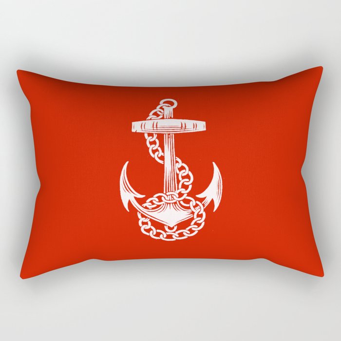 Nautical Stripe Red Rectangular Pillow