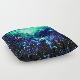 Fox Fur Nebula Galaxy Teal Midnight Blue Floor Pillow