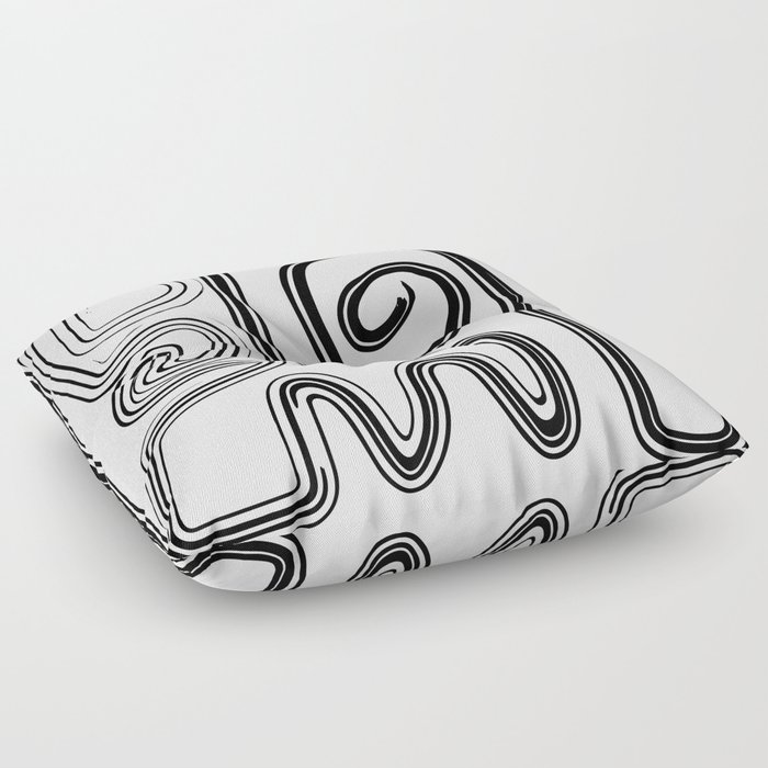 Minimalistic One Line Black Circle Sketch Drawing Design Floor Pillow