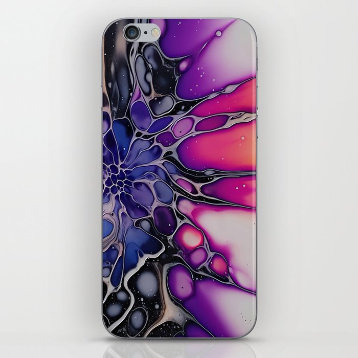 Abstract purple blue flower poured paint  iPhone Skin