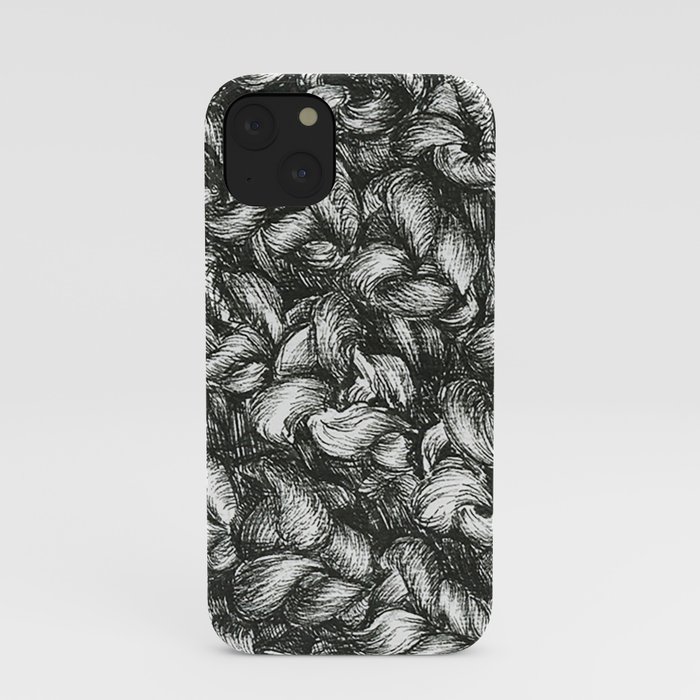 Black and white thread line drawing iPhone Case