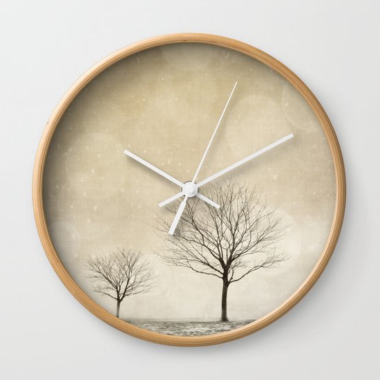 Snow Bokeh Wonderland Wall Clock