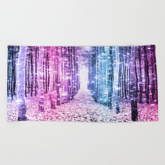 Magical Forest : Pastel Pink Lavender Aqua Periwinkle Ombre Beach Towel