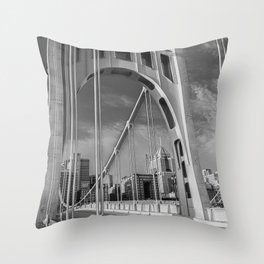 Pittsburgh Pennsylvania Steel City Skyline Black White Print Throw Pillow