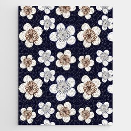 Japanese Kamon Collection Navy Blue Flower Pattern Jigsaw Puzzle