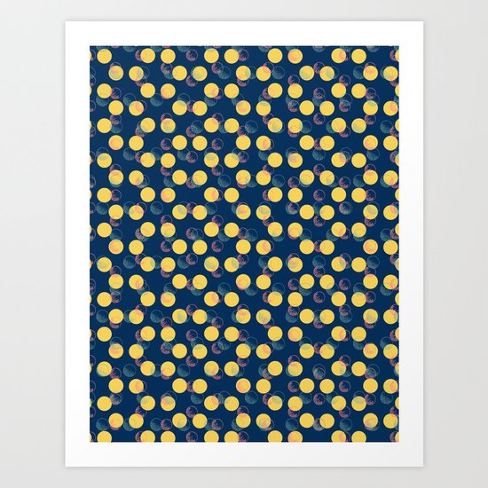 Yellow Polka Dots And Scribbles Art Print