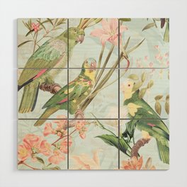 Vintage Pastel Tropical And Exotic Birds Botanical Flower Garden Wood Wall Art