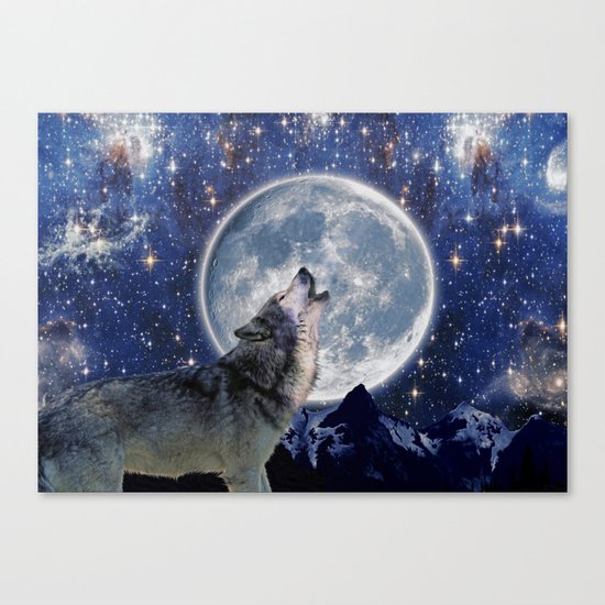 A One Wolf Moon Canvas Print
