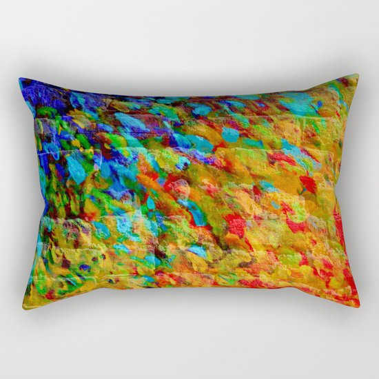COLLISION COURSE - Bold Rainbow Splash Bricks Urban Jungle Ocean Waves Nature City Acrylic Painting Rectangular Pillow