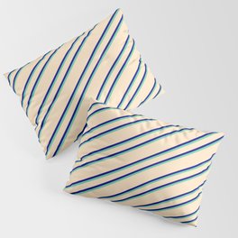 [ Thumbnail: Bisque, Blue, and Aquamarine Colored Lines Pattern Pillow Sham ]