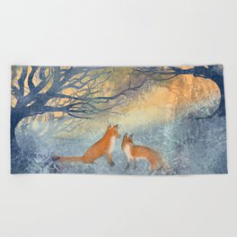 The Two Foxes Beach Towel
