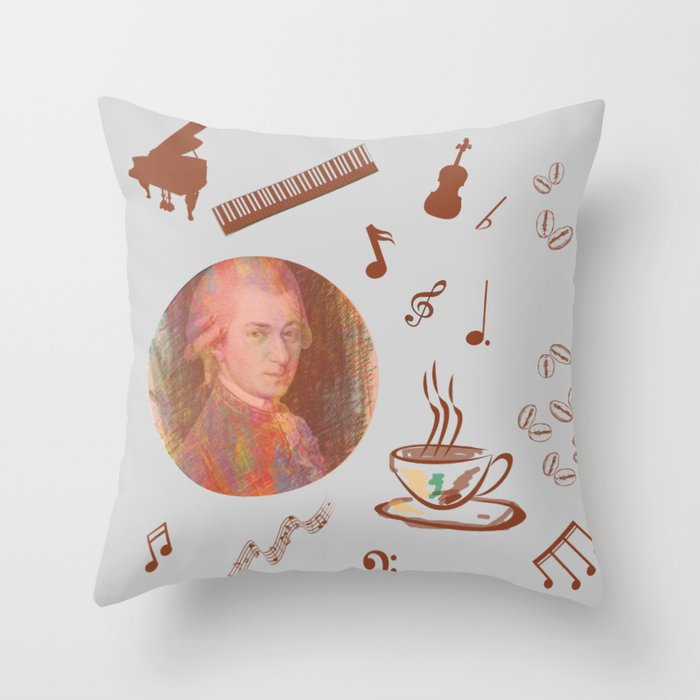 Coffee is a human right for a musician - on a grey background Throw Pillow