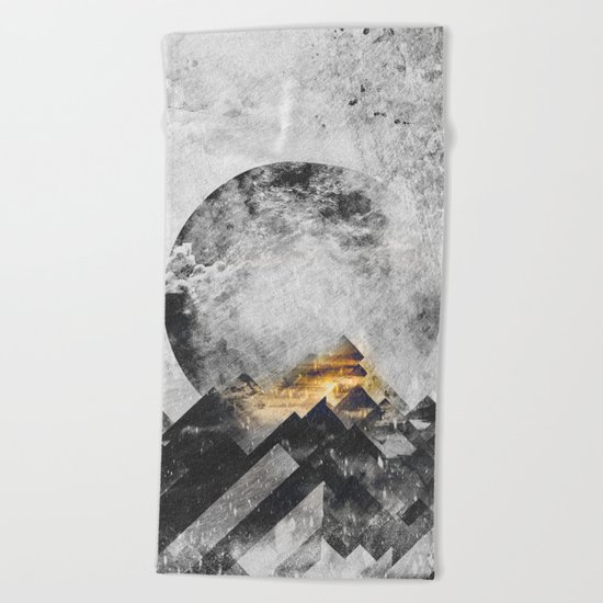 One mountain at a time - Black and white Beach Towel
