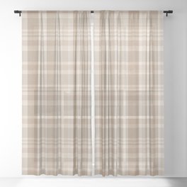 Plaid Prints, Brown and Beige Sheer Curtain