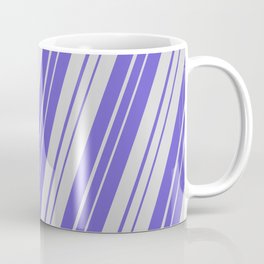 [ Thumbnail: Light Grey and Slate Blue Colored Striped Pattern Coffee Mug ]