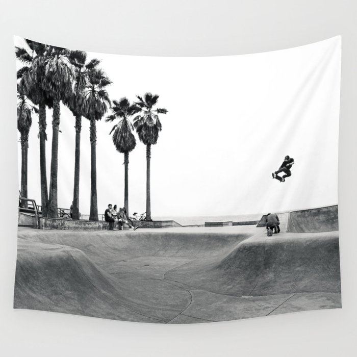 Skateboarding Poster Black and White Venice Skatepark Horizontal
