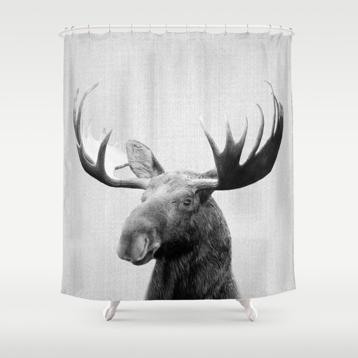 Moose Black White Shower Curtain By Galdesign Society6