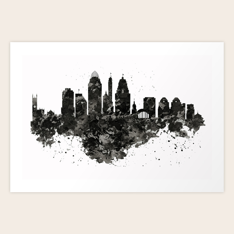 Cincinnati Skyline Black And White Art Print By Marianvoicu Society6