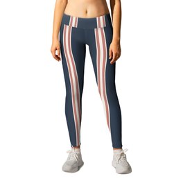 Stripes - Thick + Thin - Naval Blue, Rose Tan + Alabaster White Leggings