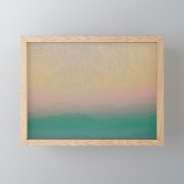 Surreal landscape aqua green pink yellow Framed Mini Art Print