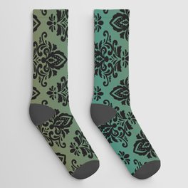 Black damask pattern gradient 8 Socks