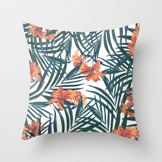Tropical Lilies Throw Pillow