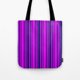 [ Thumbnail: Midnight Blue & Fuchsia Colored Lines Pattern Tote Bag ]