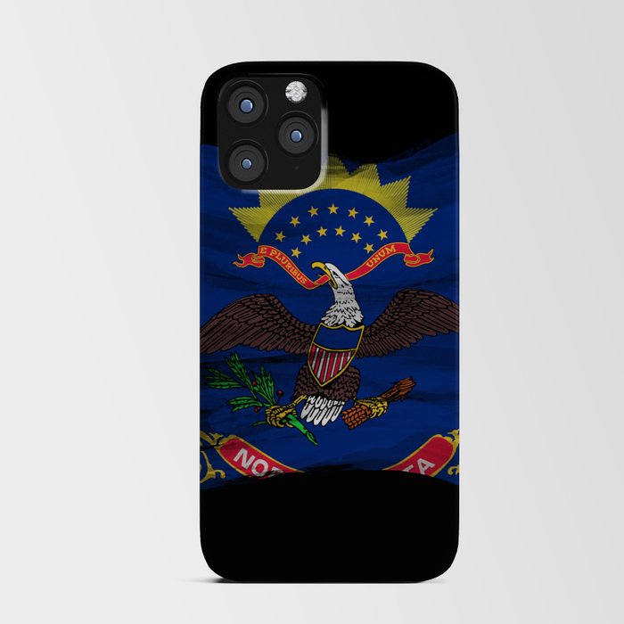 North Dakota state flag brush stroke, North Dakota flag background iPhone Card Case