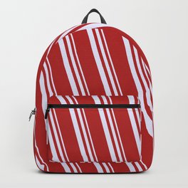 [ Thumbnail: Lavender & Red Colored Lines Pattern Backpack ]