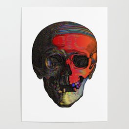 Colorful skull illustration, retro design  Poster