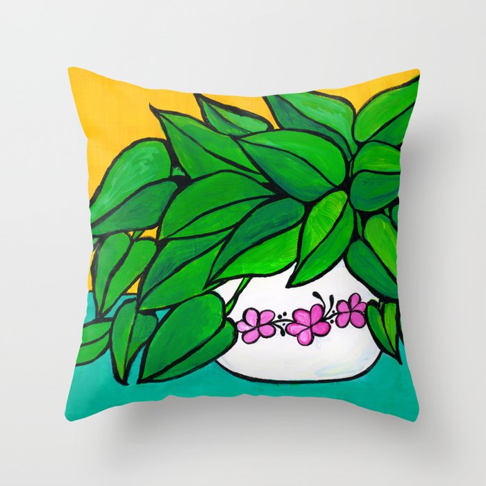 Happy Plant Throw Pillow