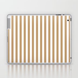 White and Camel Brown Vertical Stripes Laptop & iPad Skin