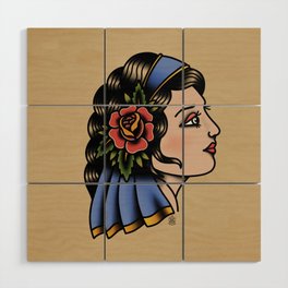 Traditional Lady Tattoo Wood Wall Art