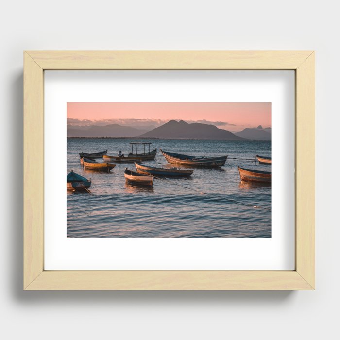 Boats at Sunset Recessed Framed Print