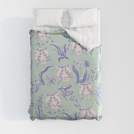 Green Abstract Tiger Pattern Duvet Cover