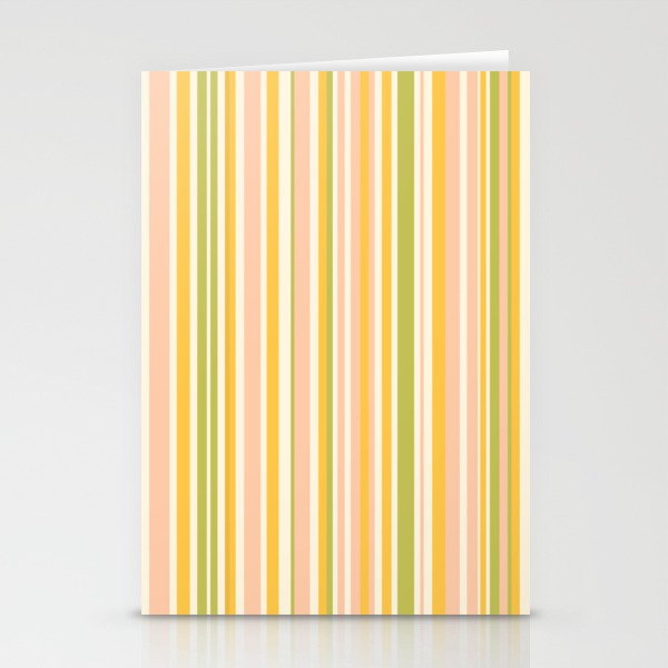 Spring Stripes Vertical Pattern in Light Blush Green Yellow Cream Stationery Cards