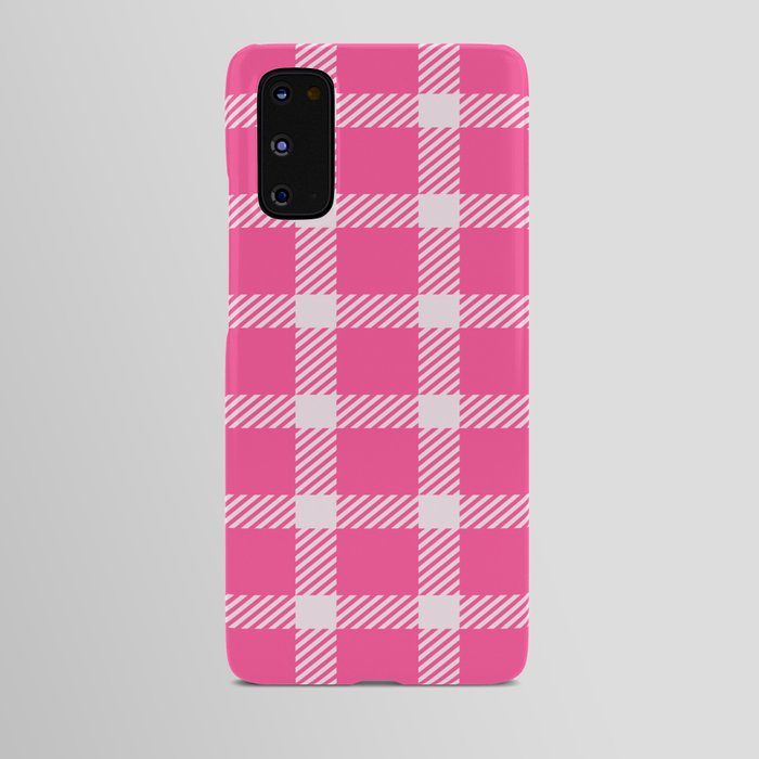 Pink & White Color Check Design Android Case