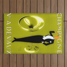 Vintage Champagne Yellow Paris, Jazz Age Roaring Twenties Advertisement Poster Outdoor Rug