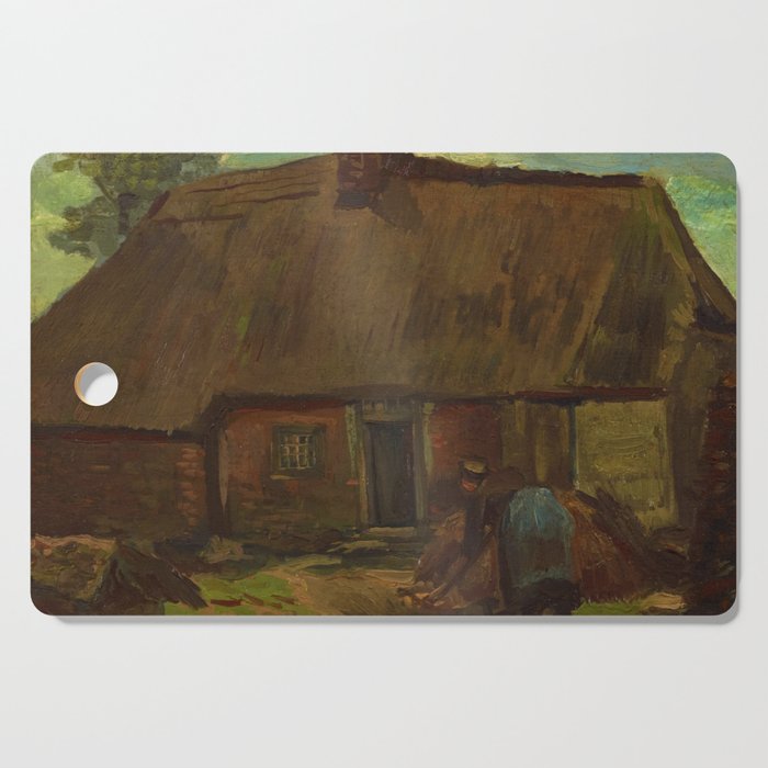 Cottage with Peasant Woman Digging, 1885 by Vincent van Gogh Cutting Board
