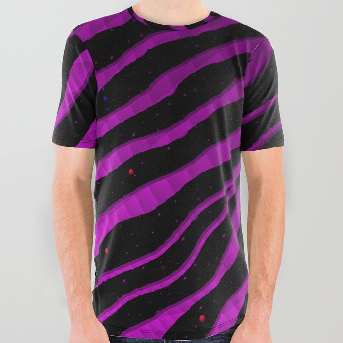 Ripped SpaceTime Stripes - Pink/Purple All Over Graphic Tee