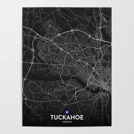 Tuckahoe, Virginia, United States - Dark City Map Poster