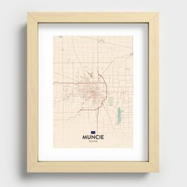 Muncie, Indiana, United States - Vintage City Map Recessed Framed Print