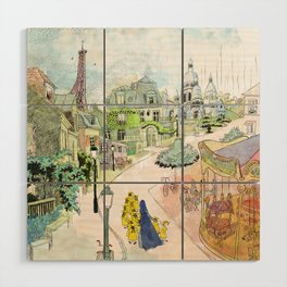 Madeline Montmartre colored Wood Wall Art